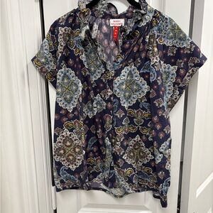 Never A Wallflower Navy Floral Blouse